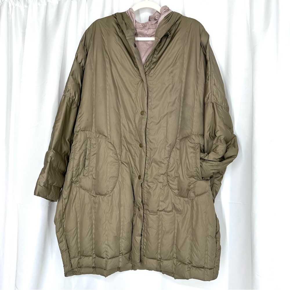 Free People Olive Green Oversized Puffer Coat